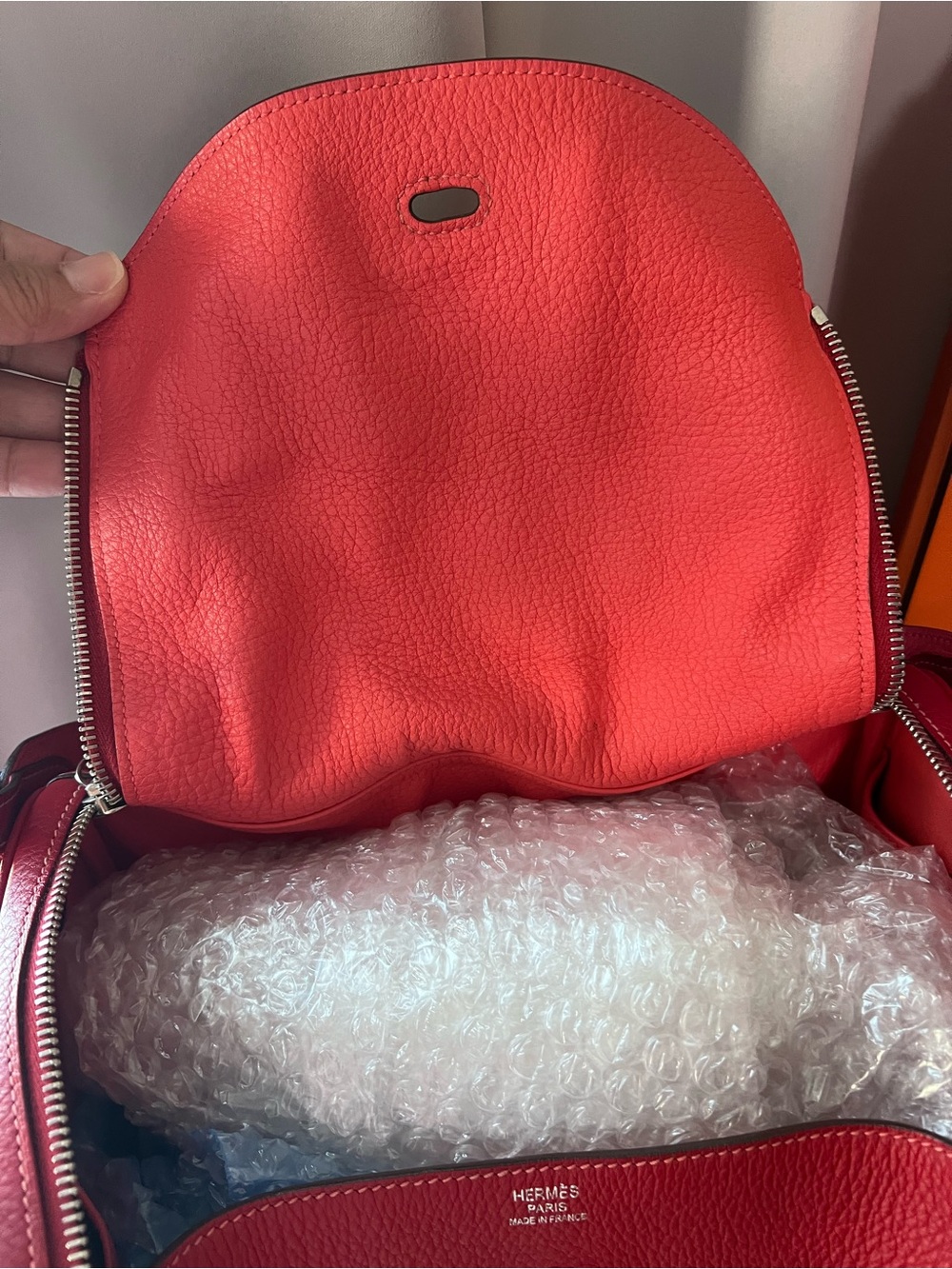 Hermes Lindy 30 Leather Bag with Silver Hardware - Picture 12 of 14